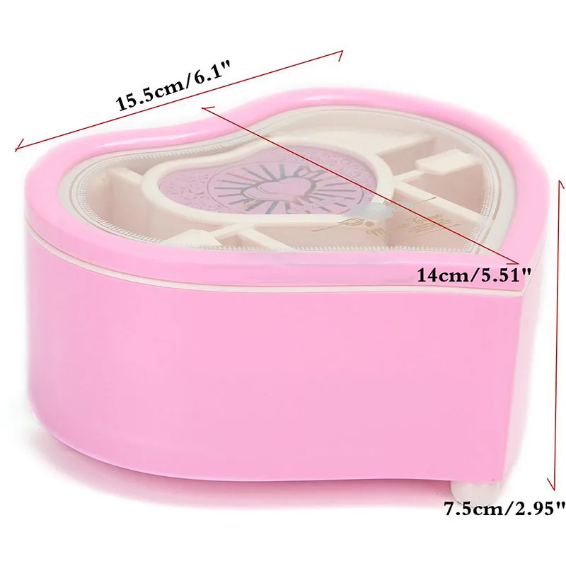 1PC Heart Shaped Jewellery Music Box Ballerina Dancer Christmas Gift Decoration