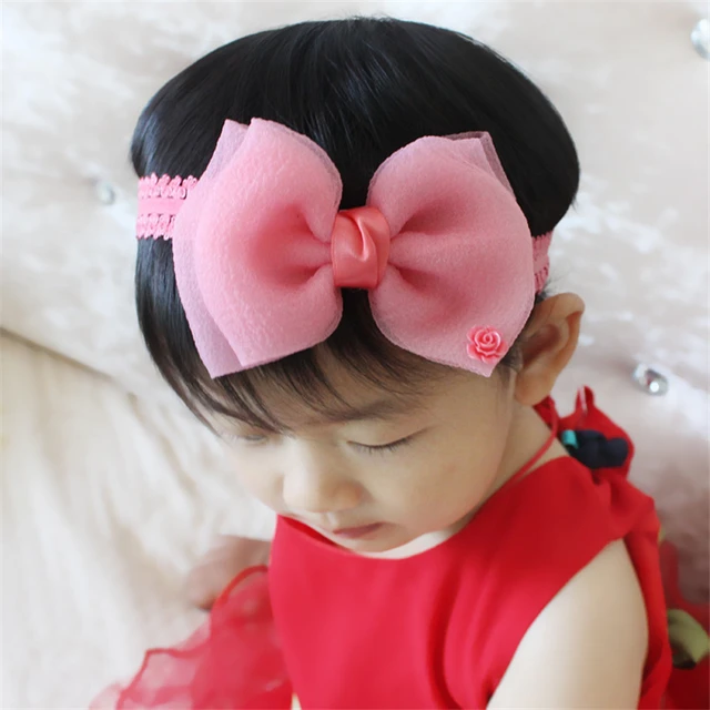 1 Pc Infantile Girls Solid Cotton Bow Headband For Kids Fashion Elastic