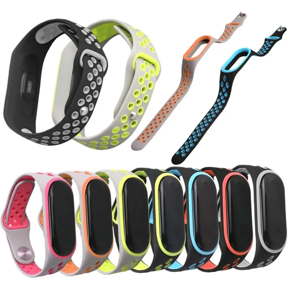 

Silicone Double Color Double-breasted Sports wrist Strap for Xiaomi Mi Band 3 Anti-lost Replacement Strap for Mi band 3 fashion