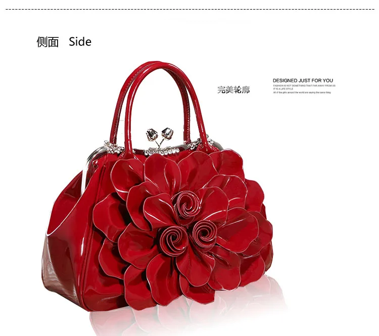 

2 colors Qiao Duo Patent Leather Handbag Sweet Lady Fashion Style Leisure All Match Handbags for Party Travelling Daily