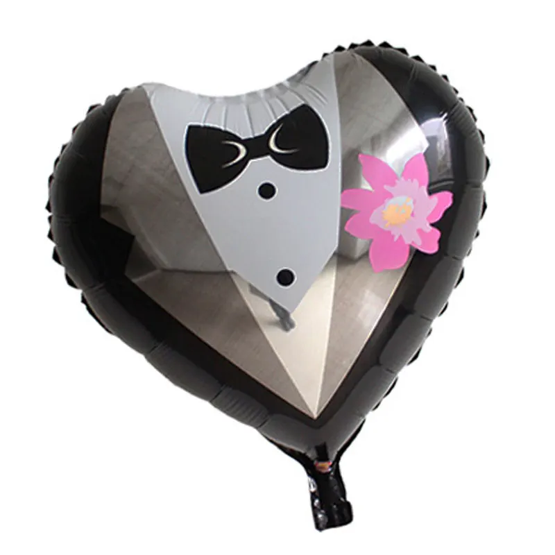 1 шт. 18 дюймов в форме сердца жениха и Свадебные Воздушные шары Алюминий фольга гелий Свадебные Воздушные шары День Святого Валентина вечерние вечеринок - Цвет: Черный