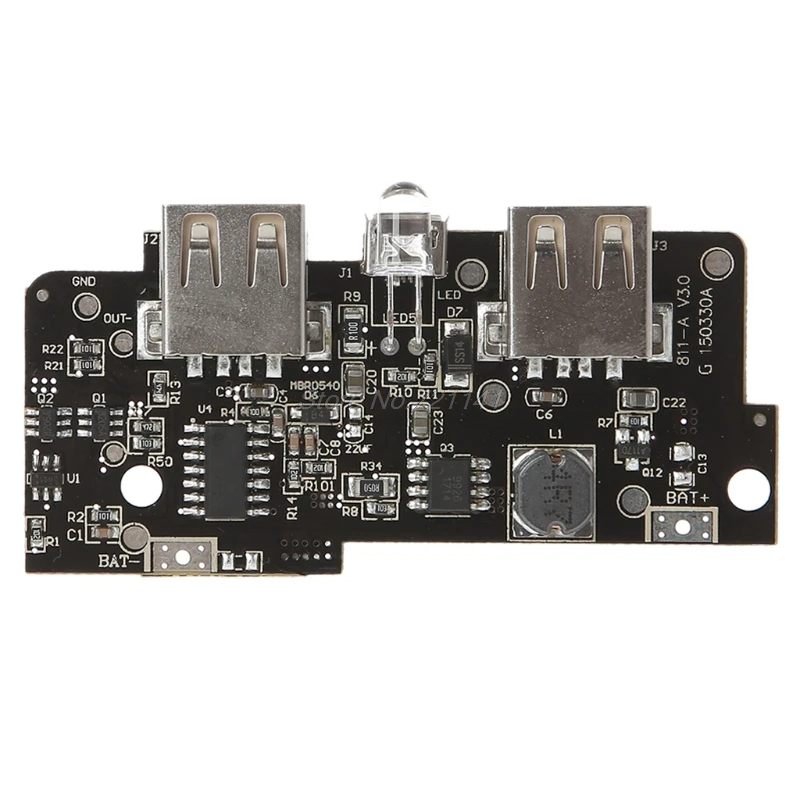 5 в 2A Дополнительный внешний аккумулятор зарядное устройство Модуль повышающий двойной USB светодиодный печатная плата DIY Oct18