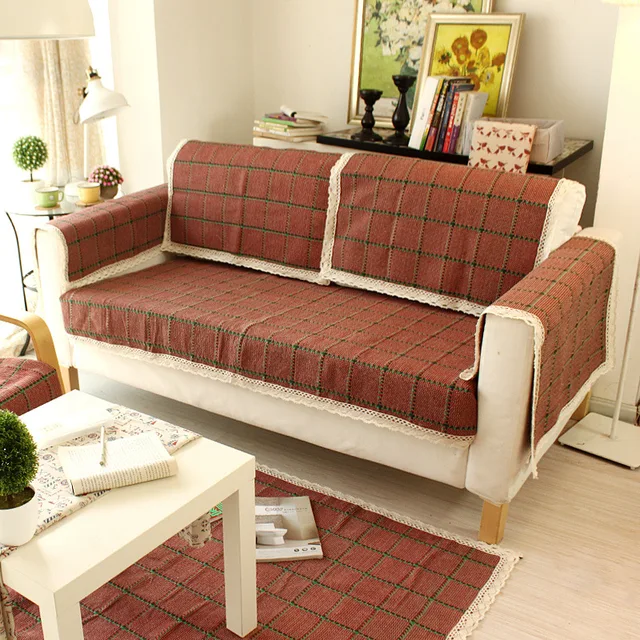 Wliarleo Weave Sofa Cover High Quality Towel Red Plaid Covers Wliarleo Weave Sofa Cover High Quality Towel Red Plaid Covers For Couch Slip Resistant