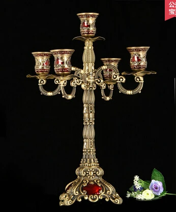 

H 41cm rare metal 5-branch bronze candelabra candlesticks candelabrum candle holder set antique home decor candelabra ZT012