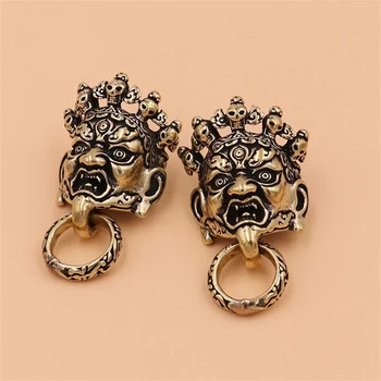 

Diy leather craft wallet rivet screws solid brass buddha's head design wallet decoration button with chain ring 3pcs/lot