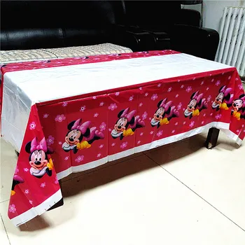 

108*180cm Red minnie mouse party supplies tablecloth girls birthday disposable decoration tablecover party table cloth pink