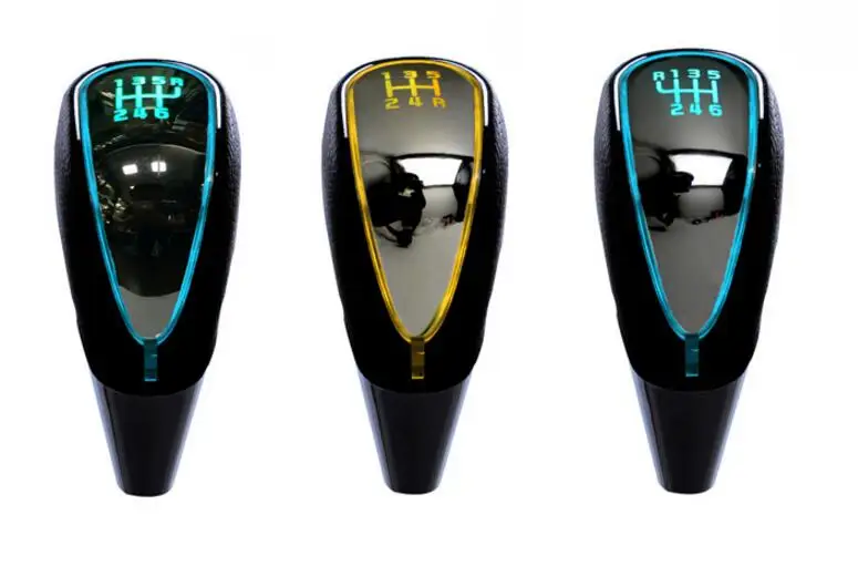 

7 colors changes Activated Gear Shift Knob 5 6 Speed Car Logo LED Gear Handball Knob Light Cigarette Lighter Charger Fit For BMW