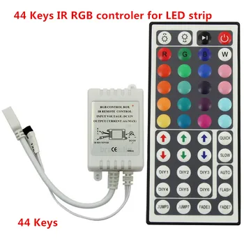 

10PCS New 44key LED Controller RGB Colorful With IR Remote Control Mini Dimmer for SMD 5050 / 3528 Led Strip Lights DC12V