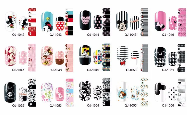 100 шт милый мультяшный дизайн ногтей наклейки самоклеющиеся полное покрытие наклейка для ногтей украшения оптом