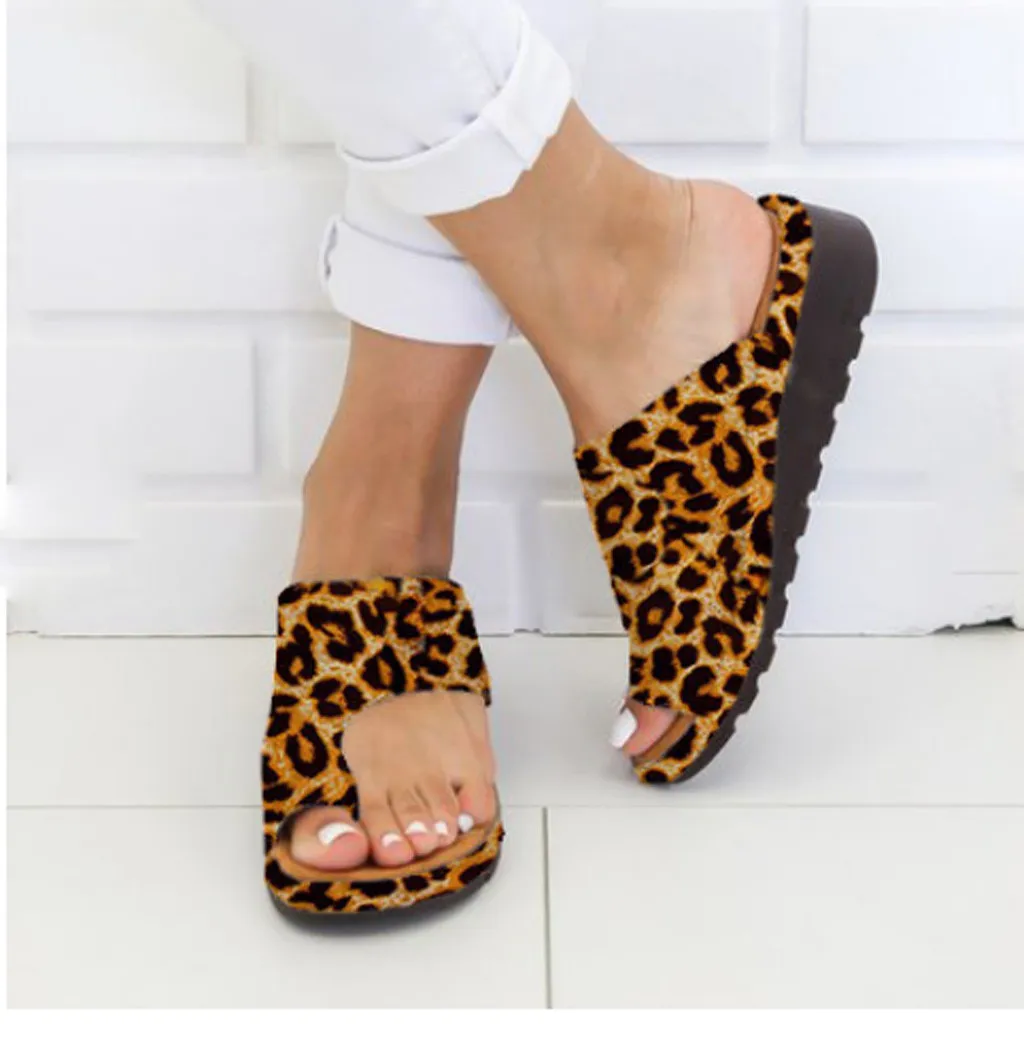 

JAYCOSIN women slippers size 43 Womens Flats Leopard Wedges Open Toe Beach Shoes Roman Slippers Sandals wedge flip flops