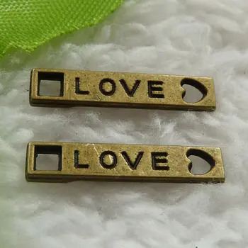 

440 pieces antique bronze love connectors 22x4mm #1378