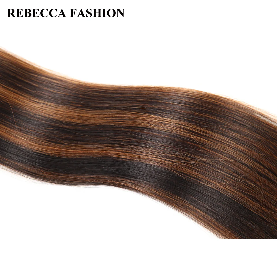 Rebecca Double Drawn Hair 113g Brazilian Remy Silky Straight Weave Hair Piano Brown 613 Blonde Colors Human Bundles 1pc