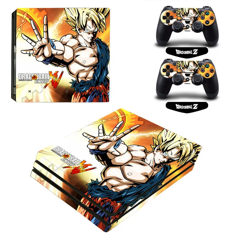 ARRKEO Dragon Ball Z Сон Гоку виниловая наклейка PS4 Pro кожи Стикеры для sony Игровые приставки 4 Pro Консоль 2 контроллеры Скины - Цвет: Цвет: желтый