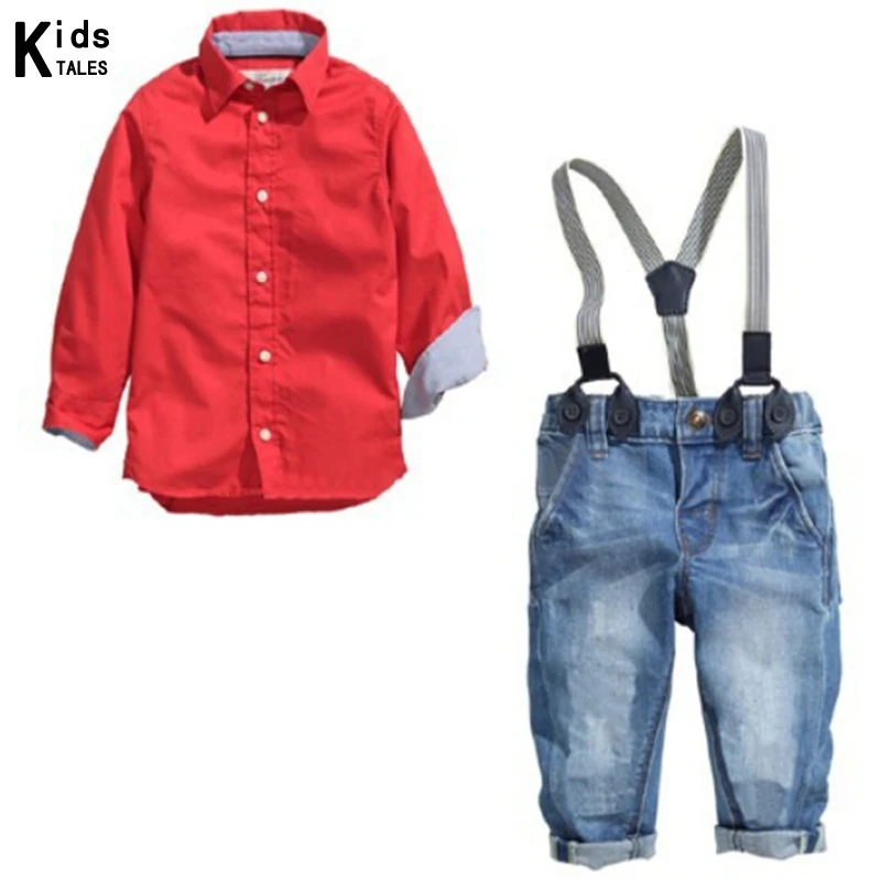 RT-169, новая детская одежда Осенняя детская одежда комплект для мальчиков, Модный Костюм Джентльмена футболка+ джинсы для мальчиков, комплекты одежды, костюм