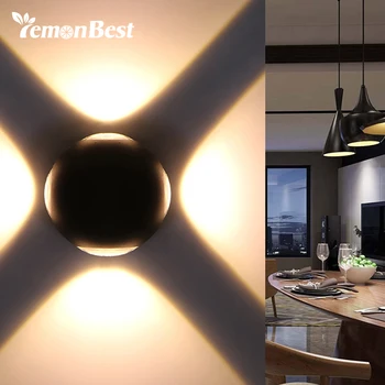 

LemonBest 4 LED COB 12W LED Wall Light Bathroom Wall Mounted Aluminium Indoor Up Down Wall Lamp AC 85-265V for Home Bar Cafe