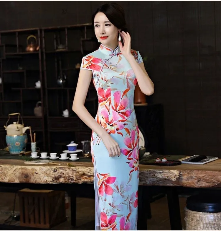 Vestido largo/сексуальное женское платье-чонсам, Qipao mujeres chino, традиционное, ropa, восточное, similares seda, винтажное, vestido Qi Pao