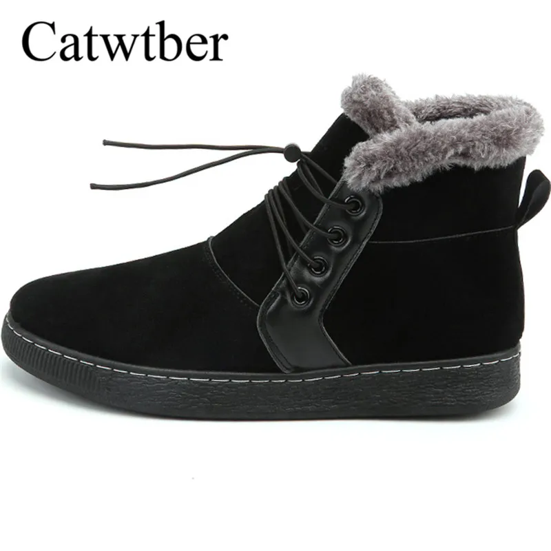 

Catwtber 2018 New Autumn Winter Fur Plush Men Snow Boots Brown Black Men Fashion Footwear Ankle Boots Casual Outdoor Man Trainer