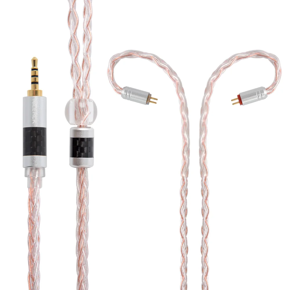 NICEHCK 8 Core Copper Silver Mixed Cable Upgrade TypeC/Type-C/3.5/2.5/4.4mm MMCX/2Pin For TRNV90 ZSX CCAC12 NICEHCK NX7 Pro/DB3