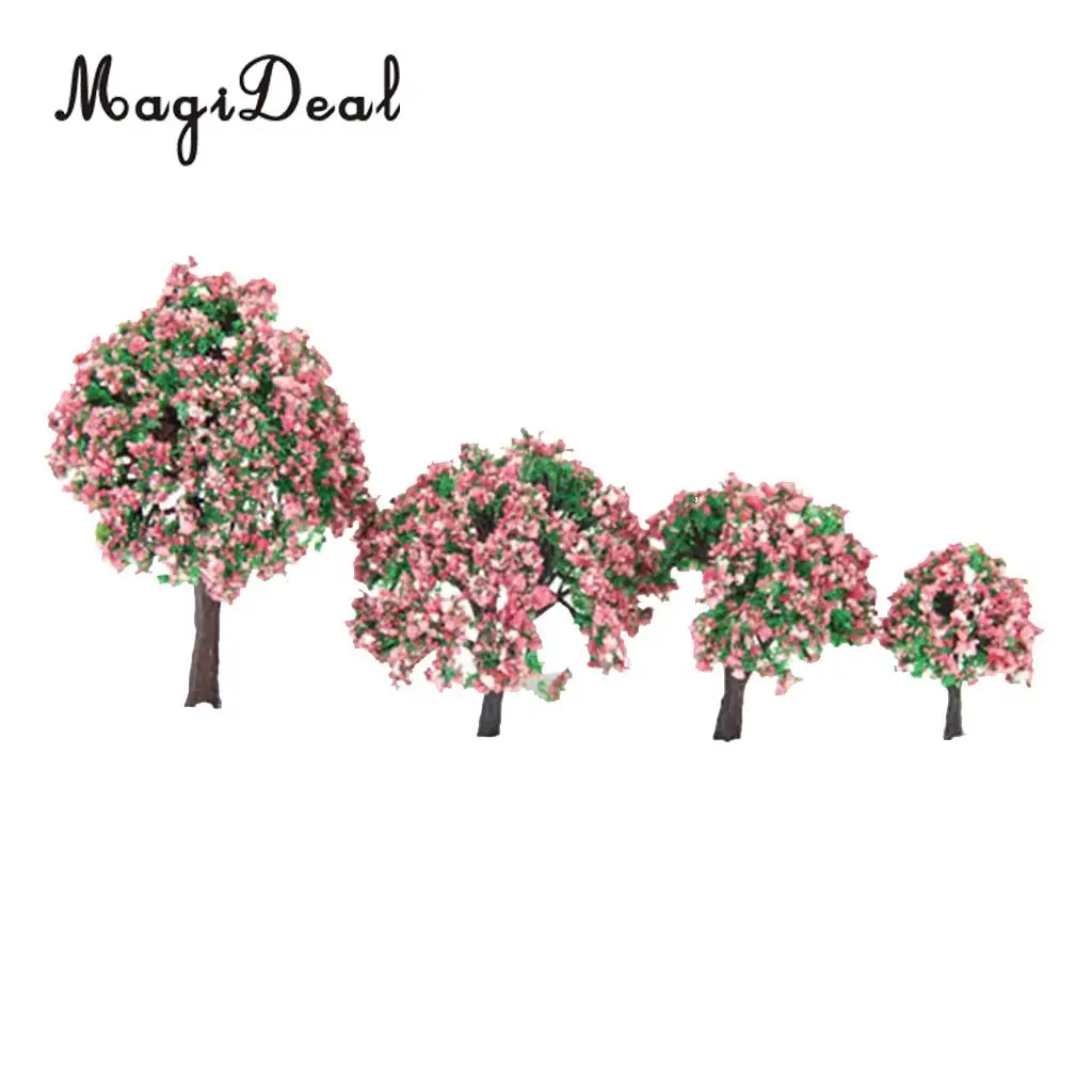 4Pcs Railroad Railway Street Road Park Garden Scenery Scene Landscape Sand Table Layout Model Trees 1.6- 3.94 Inch