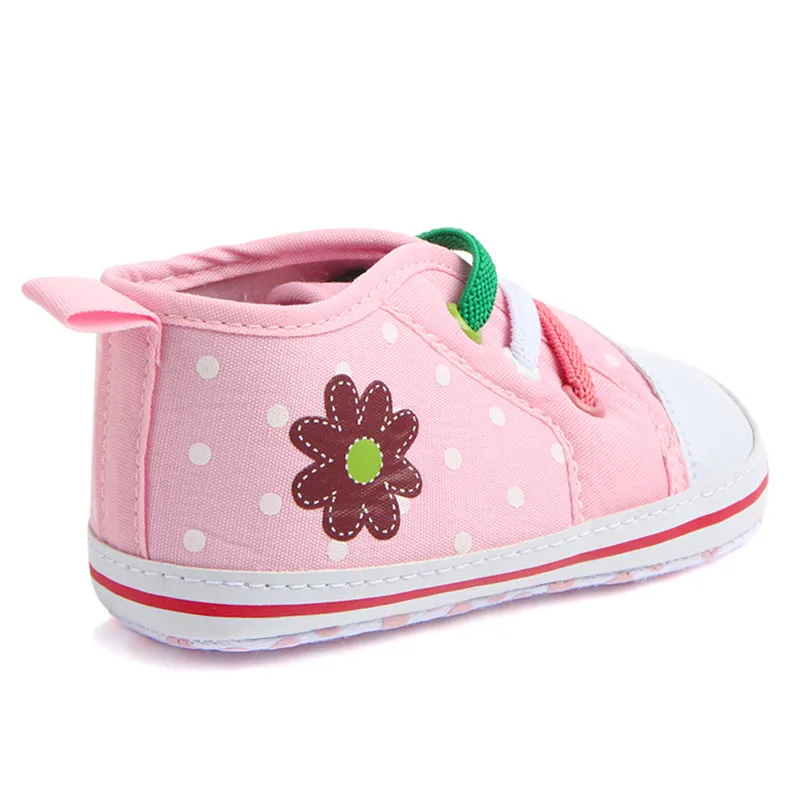 Pink New born Baby Girls Shoes Infants Flower Children Canvas Girls