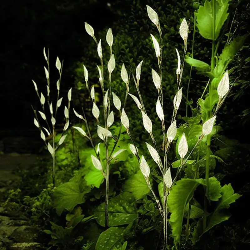 

3Pcs LED Solar Lawn Lights Waterproof Outdoor Leaf Design Fairy Lights LED Lights for Wedding Christmas Patio Garden Decoration