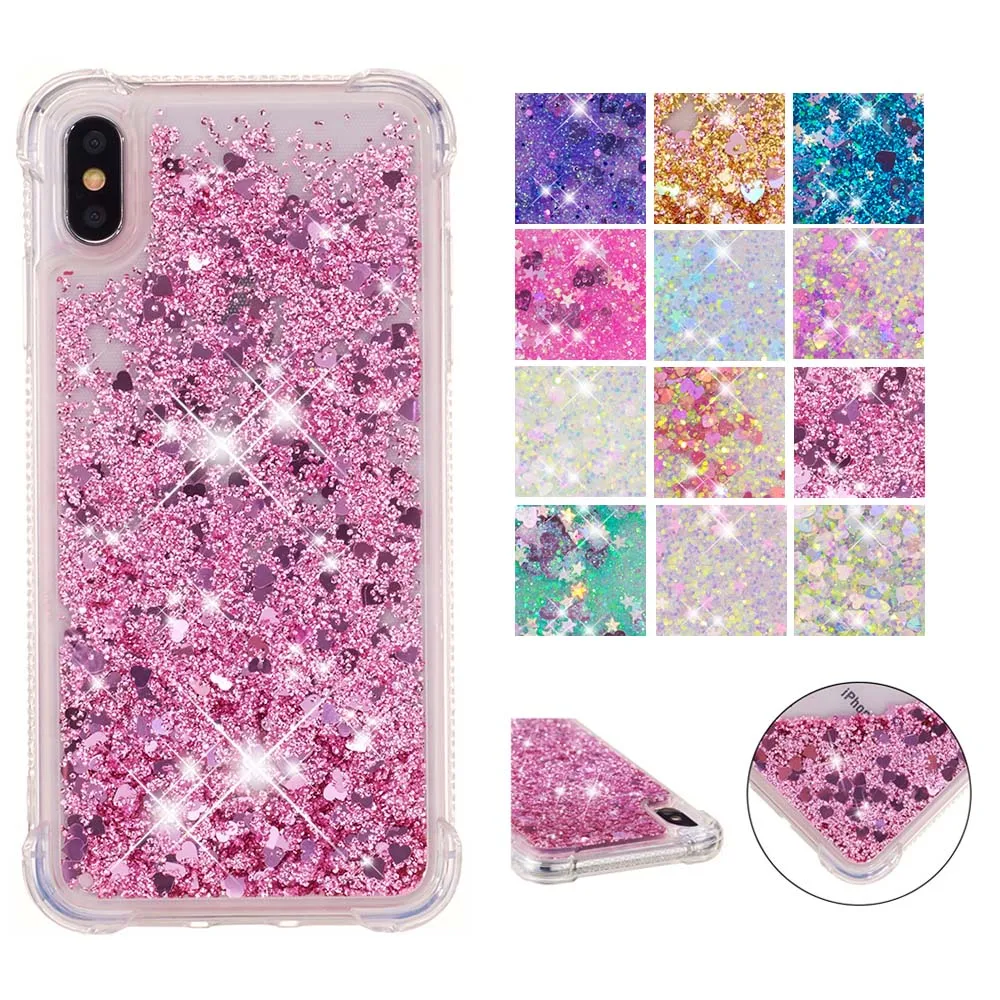 Мягкий чехол для iPhone 11 Pro Max Xs Xr X 8 7 6 6s Plus SE 2020 с водой блестящий песок