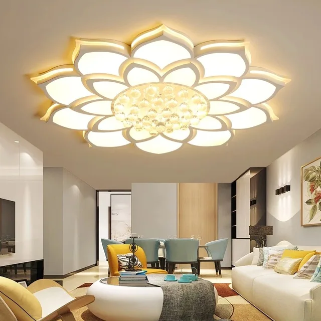 

New Arrival White Finish Crystal Modern Led Ceiling Lights For Living Room Bedroom Dia520/680/800mm Ceiling Lamp Fixtures