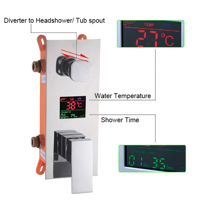 Термостатический хромированный смеситель для душа 3 способа водопад дождь душевая головка 3 способа цифровой дисплей смесители 4 способа смеситель для ванны