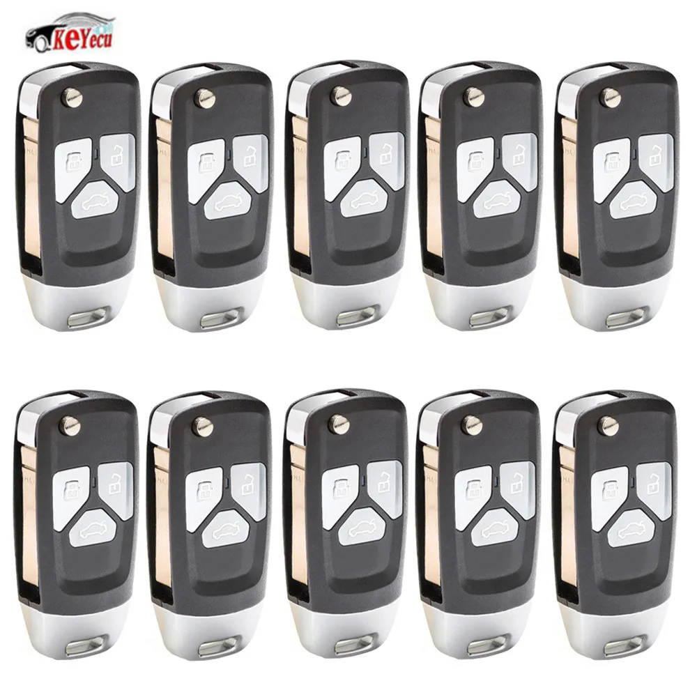 

KEYECU 10Pcs/lot New Replacement Upgraded Replacement Flip Remote Key Fob 433MHz ID48 Chip for Audi A3 A4 A6 A8 P/N: 4D0 837 231