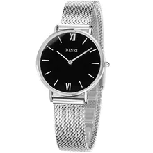 BINZI Quartz Silvery Ladies Watch Stainless Stell Watch Women Waterproof Ultrathin Women Watches Relogio Feminino