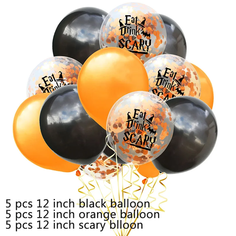 15pcs Skull Balloon Confetti Ghost Latex Balloons Air Baloons For Happy Halloween Decoration Party Balloons Supplies 2019 New