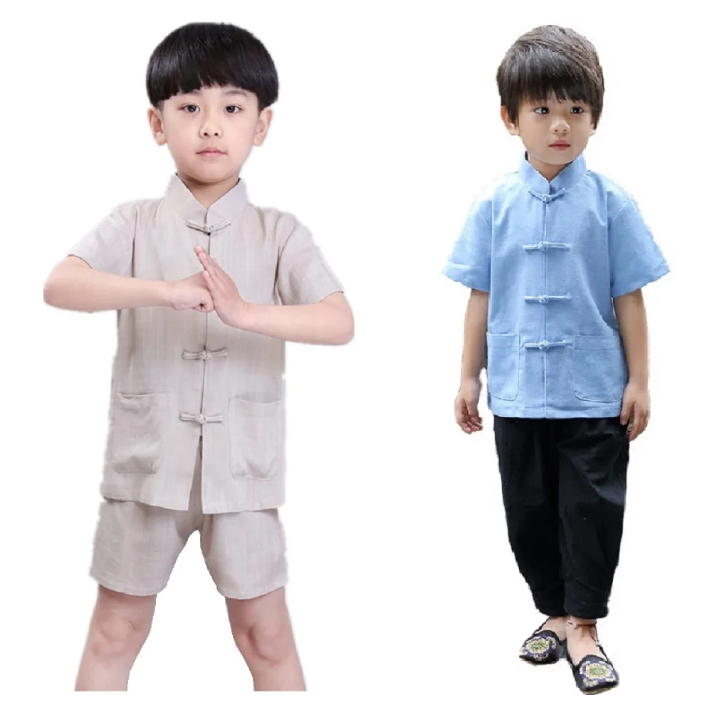 Kungfu Baby Boy Clothes Suits Chinese Traditional Costumes Children Tee