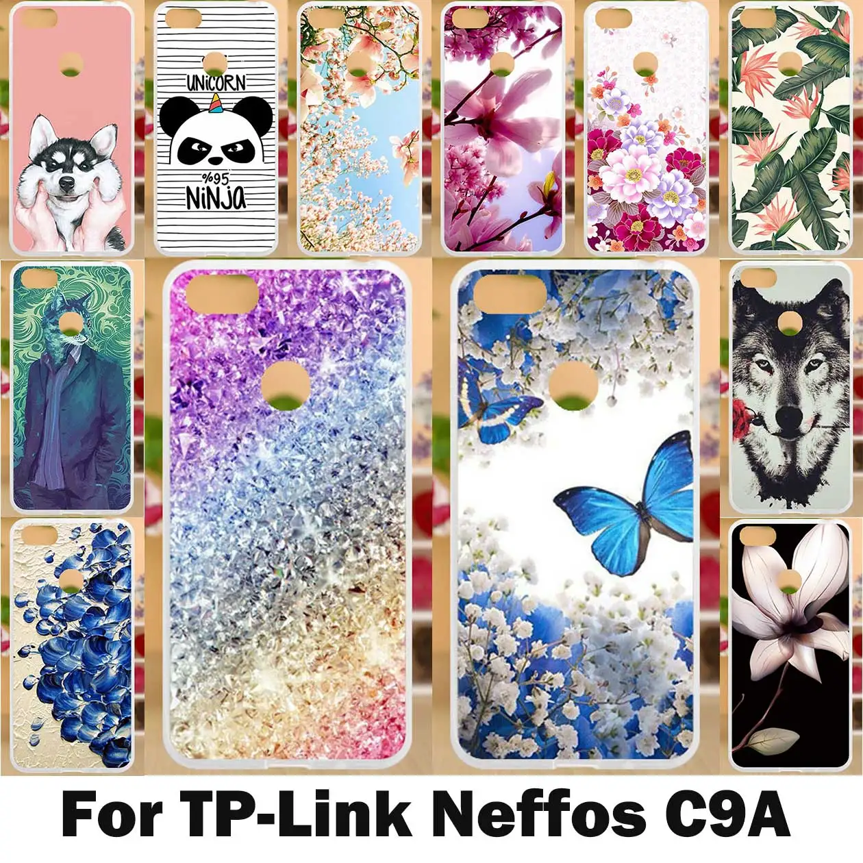 Ojeleye Painted Case For TP-LINK Neffos C9A Case Silicone Soft TPU Cases For TPLINK Neffos C9A Cover Coque Cartoon Animal Bags