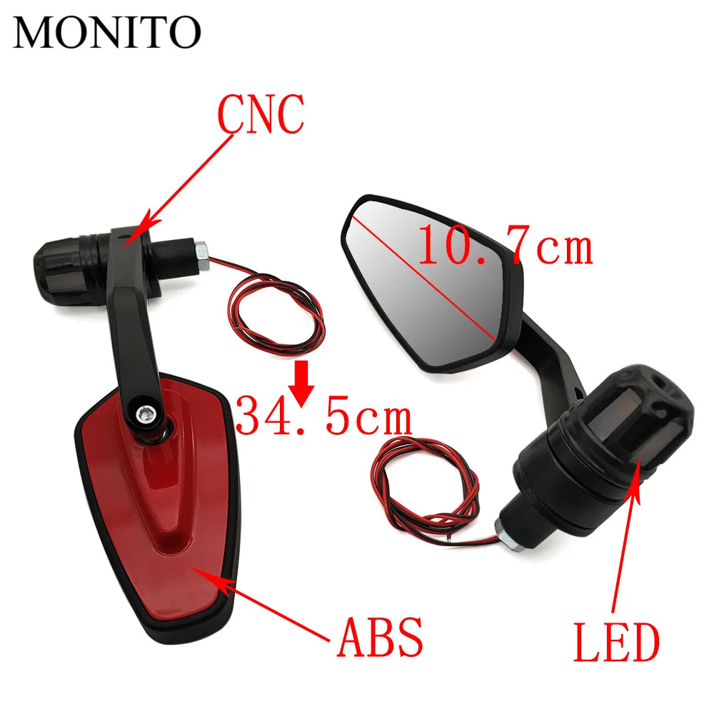 7/" 22 мм мотоцикла боковые зеркала светодиодный рукоятка Конец Зеркала поворотник Для MV Agusta Brutale 675 800 900 910 Suzuki Burgman 400