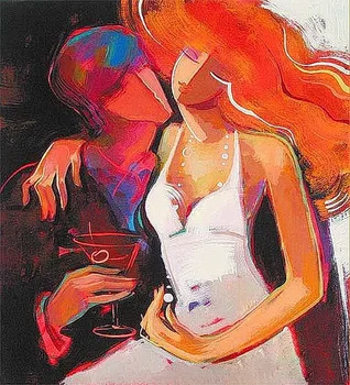

Modern handmade painting lovestruck lover on oil canvas for living room decor and wallpaper