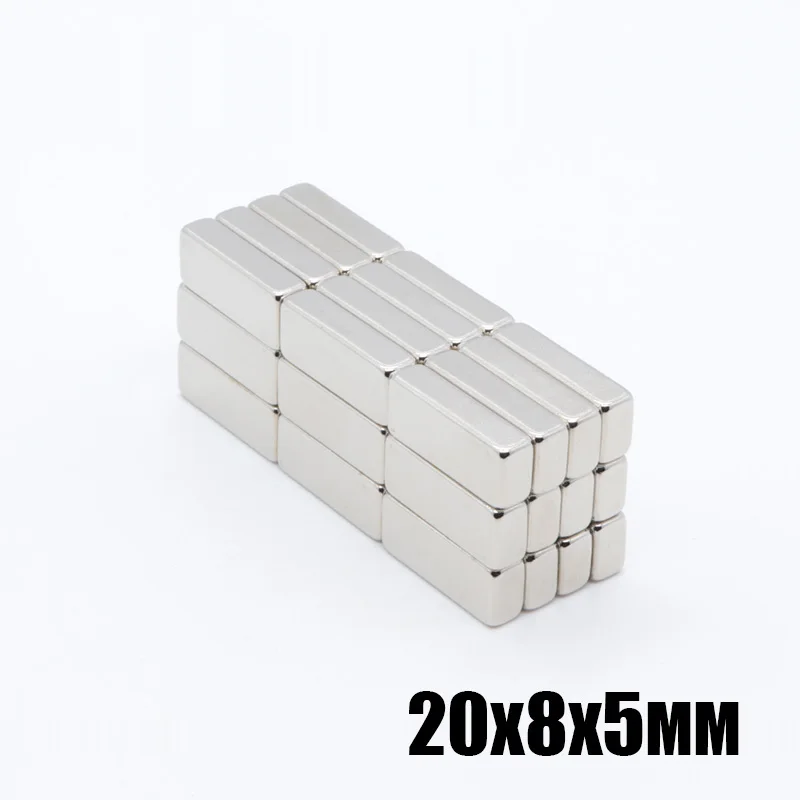 50 шт 20x8x5 мм супер мощный сильным редкоземельных Блок из Неодимового Магнита Неодим N35 Магниты 20*8*5 мм Бесплатная доставка