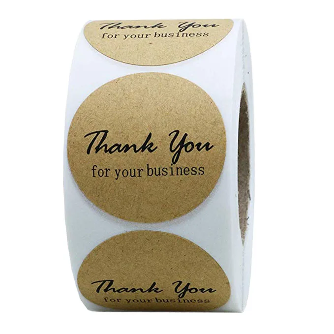 

500pcs/roll Round Kraft "Thank You for your business"sticker seal labels Stickers scrapbooking for package stationery sticker