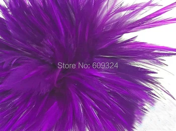 

Free shipping 1.1lb 500g purple Rooster Feathers Strip 6-7inch Strung Chinese Rooster Saddle Feathers for crafts decor
