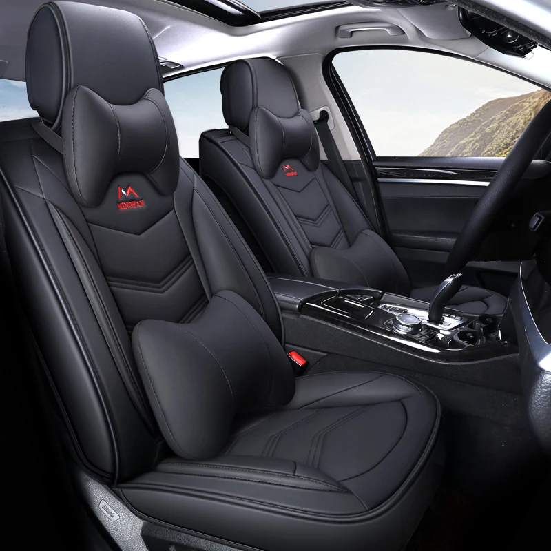 

2019 new arrival pu leather not moves 4 seasons car seat cushion touch good universal seat covers non slide auto Seat Covers