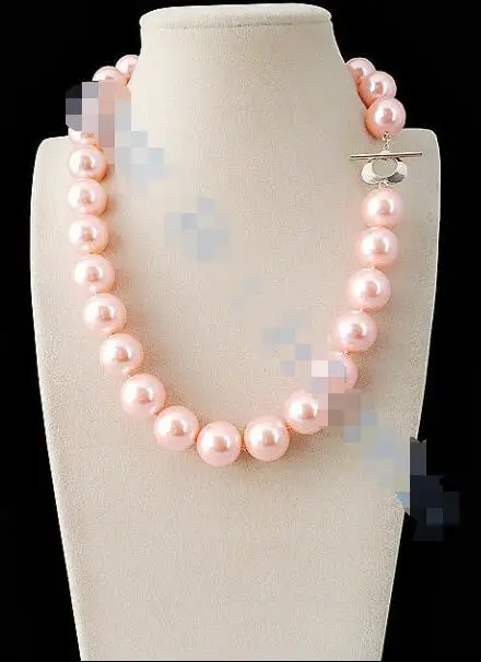 

FREE SHIPPING HOT sell new Style >>>>14mm AAA Pink South Sea shell Pearl Necklace 18"
