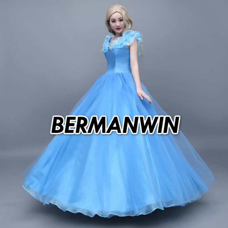 BERMANWIN, высокое качество, новейшее платье из фильма взрослая Золушка, большое Платье, Костюм Золушки-принцессы, свадебное платье, карнавальный костюм