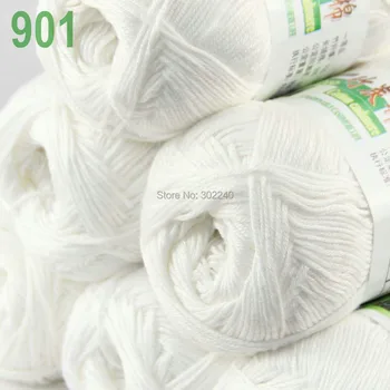 

Lot of 6 Skeins Super Soft Natural Bamboo Cotton Knitting Yarn White 901