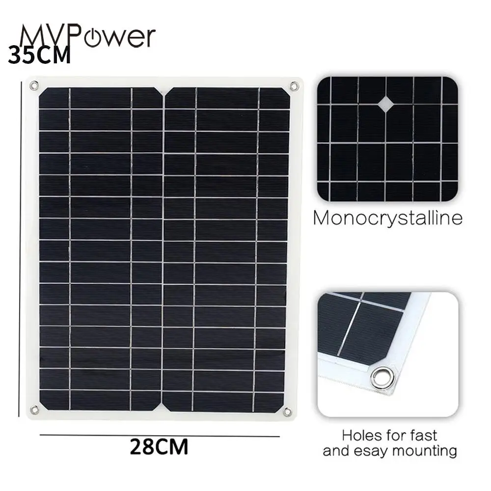 Монокристаллическая солнечная панель силиконовая прочная наружная солнечная батарея 12 В 15 Вт зарядное устройство Солнечное зарядное устройство Панель энергосберегающая USB