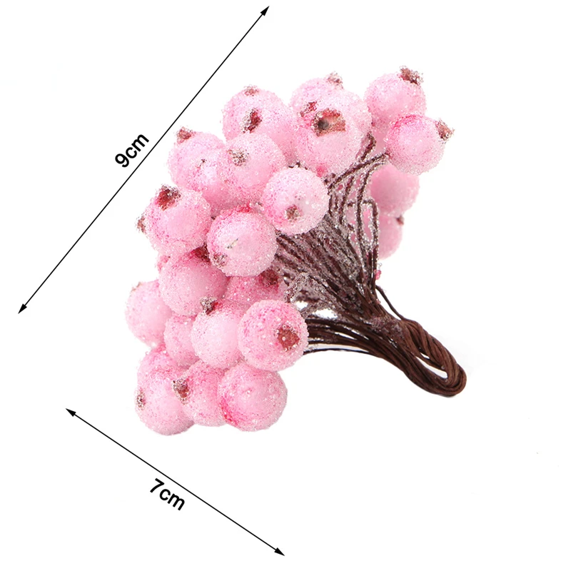 40 Pcs Decorative Mini Christmas Frosted Fruit Berry Holly Artificial Flower PXPC