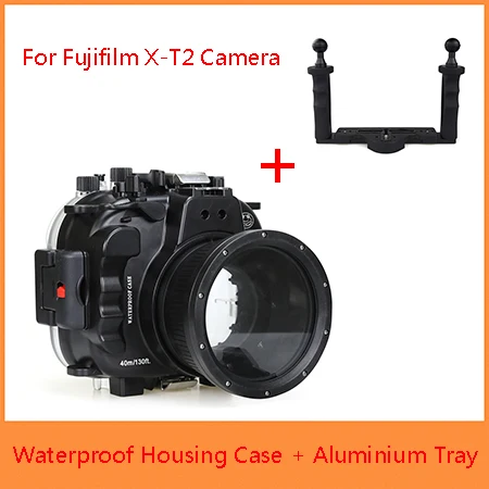 Seafrogs 40 м/130ft подводный Камера Корпус чехол для ЖК-дисплея с подсветкой Fujifilm X-T2 XT2 с Алюминиевый поддон водонепроницаемый чехол для камеры - Цвет: case and tray
