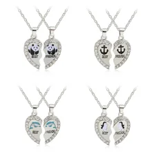 Vente chaude Panda dauphins pingouins ancre pendentif collier mode meilleurs amis 2 pièces/ensemble en alliage collier saint valentin cadeau