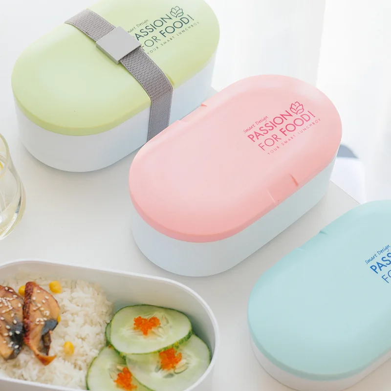 

Double Layers Oval Wheat Straw Lunch Box Large Capacity Sealed Leak Proof Lunbox with Tableware Spoon Chopsticks Elastic Strap