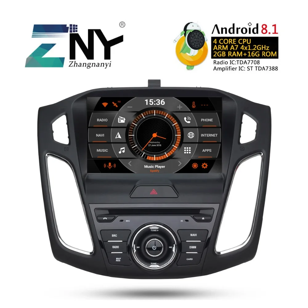 

9" HD Android 8.1 Car GPS Stereo For 2015 2016 2017 Focus Auto DVD Audio Video Radio FM RDS WiFi Navigation Free Backup Camera
