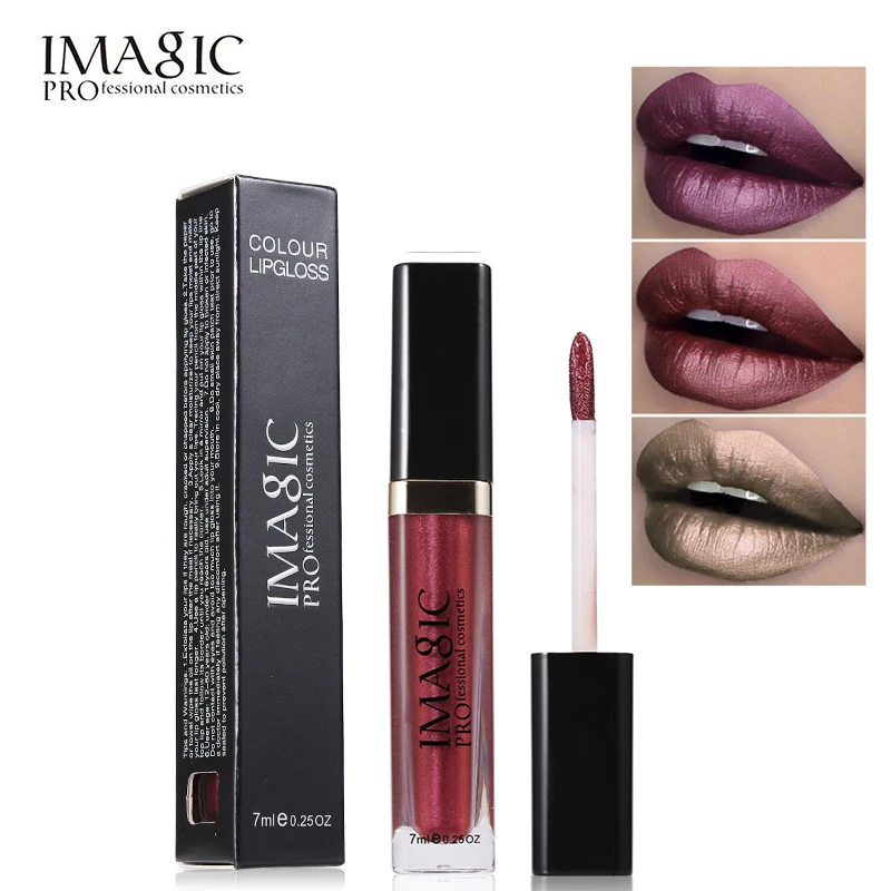 

IMAGIC Pro Metallic Lipstick Liquid Waterproof Long Lasting Lip Gloss Matte Lip Stick Sexy Metal Lipgloss Pigment Cosmetics Set