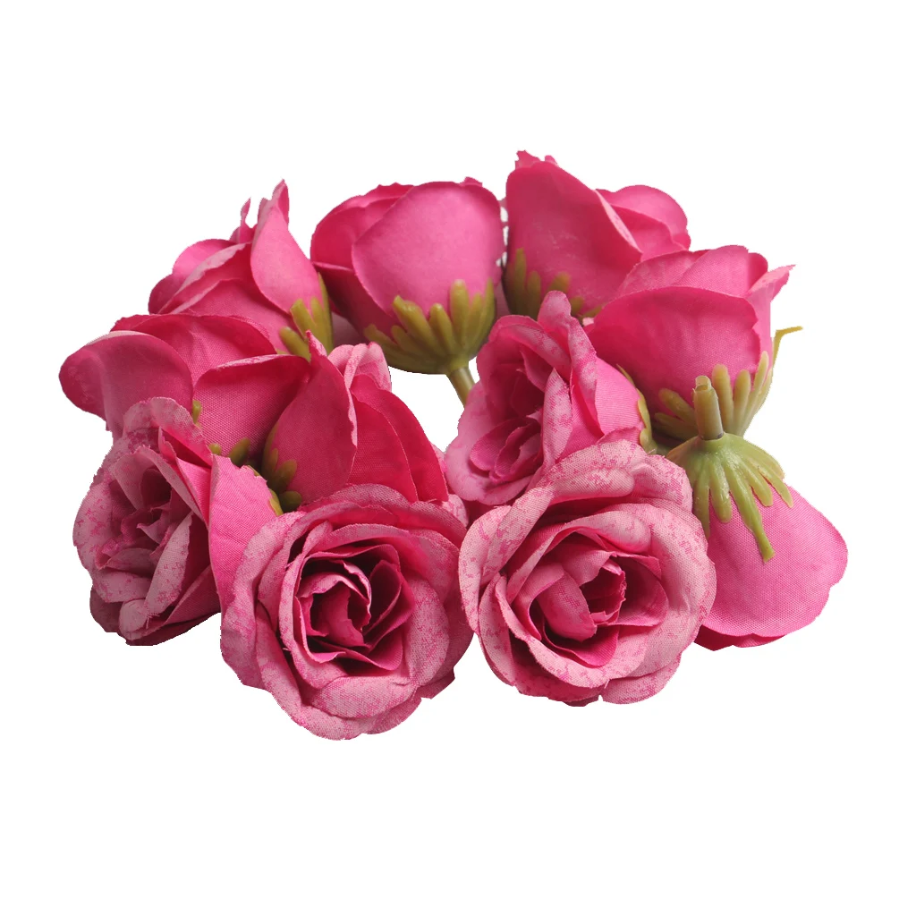 New Hot Sale 10pcs Decorative Artificial Silk Rose Flower Head for Wedding Party Home Decor Photo Albums DIY Hats Clothes Favors
